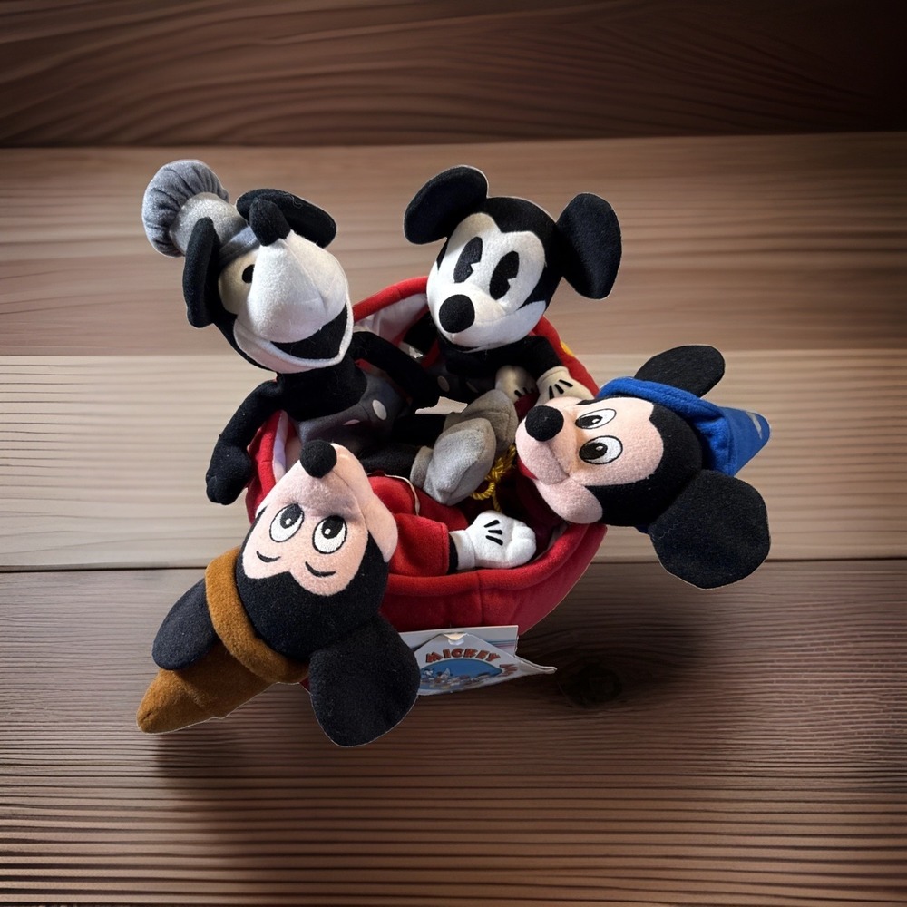 Disney Bean Bag Plushes - 70th ANNIVERSARY MICKEY BEAN BAG SET  (4 Mickeys)  NEW